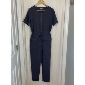 Polagram Womens Medium Gray One Piece Pant Jumpsuit Short Sleeves Boho Coastal